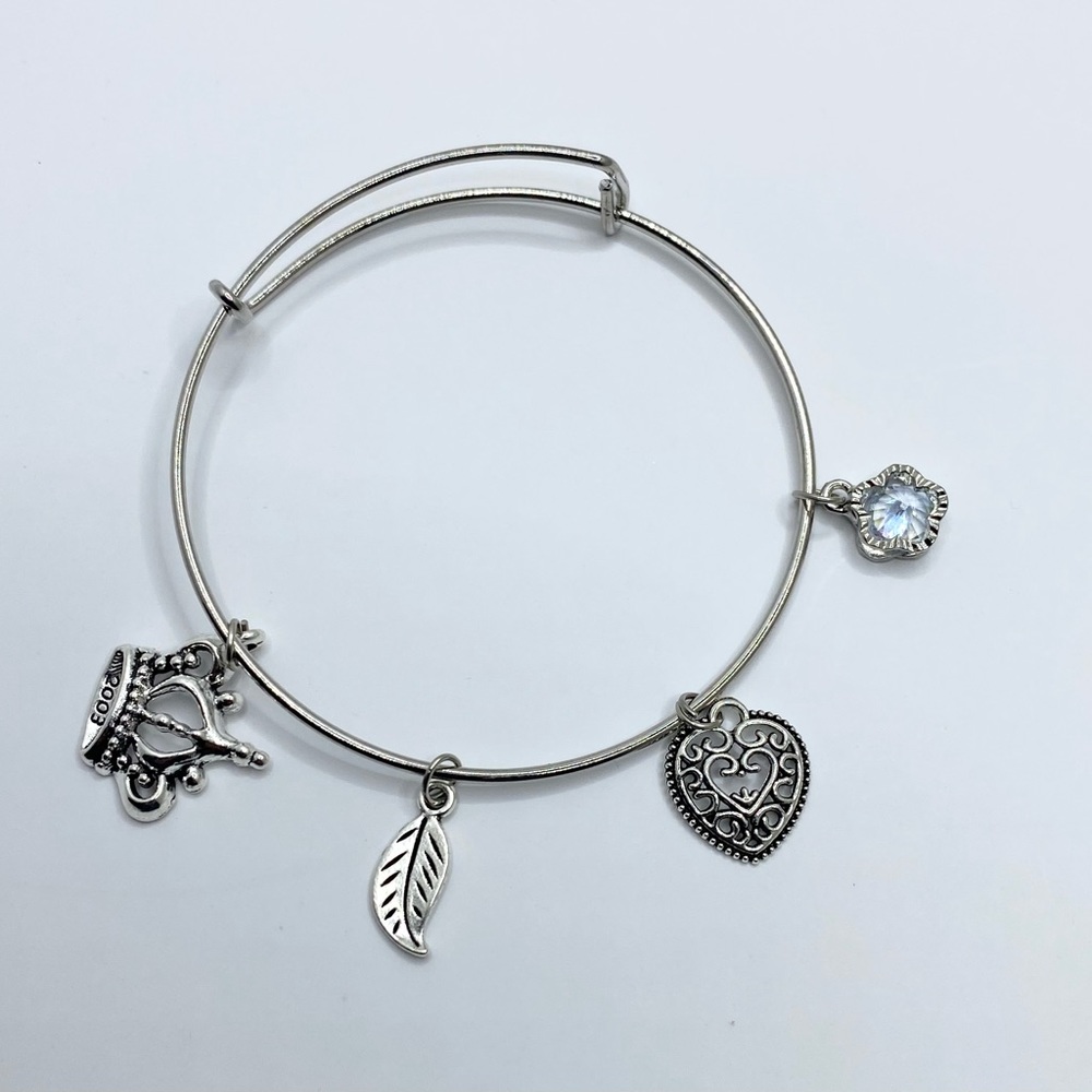 Silver tone stainless steel Expandable Bangle Adjustable Wire Bracelets